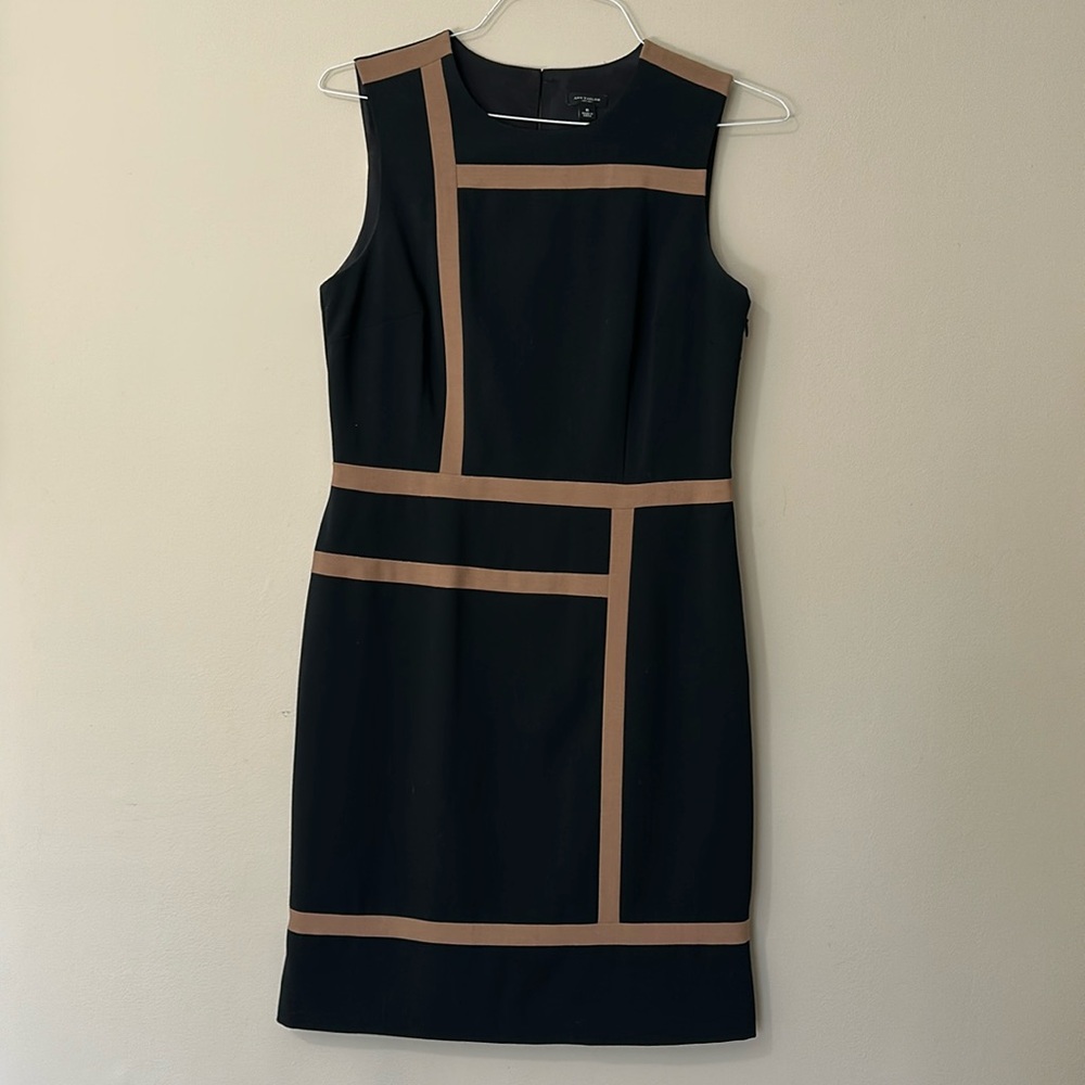 Ann Taylor - Retro Sheath Midi Sleeveless Colorblock Crew Neck Dress Sz 6